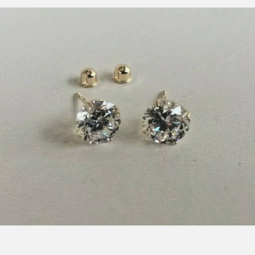 4CT ROUND 14K SOLID YELLOW GOLD STUD EARRINGS